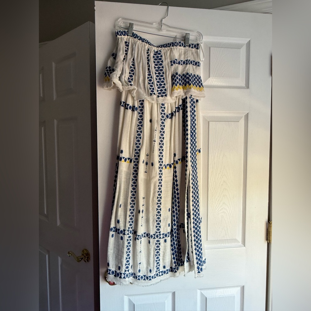 Free People Wild Romance Embroidered Strapless Midi Dress